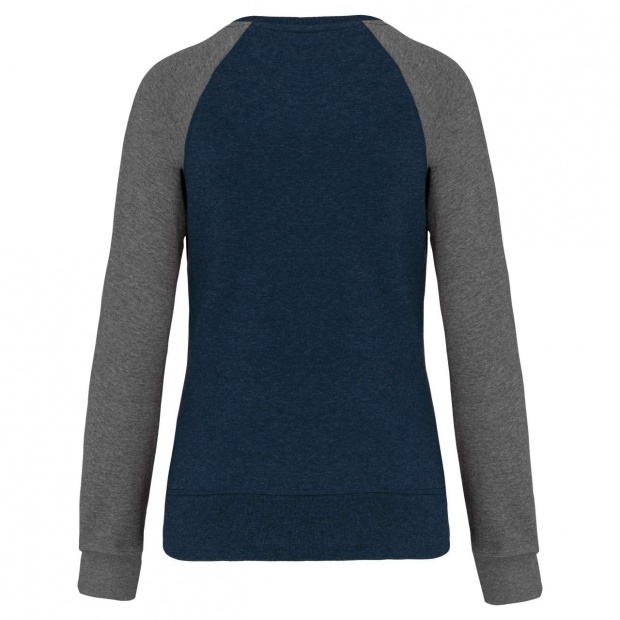 LADIES' TWO-TONE ORGANIC CREW NECK RAGLAN SLEEVE SWEATSHIRT