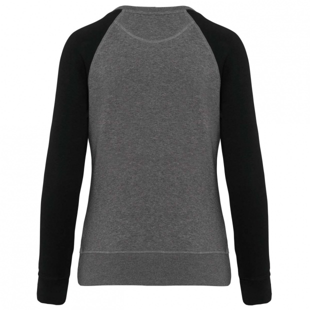 LADIES' TWO-TONE ORGANIC CREW NECK RAGLAN SLEEVE SWEATSHIRT