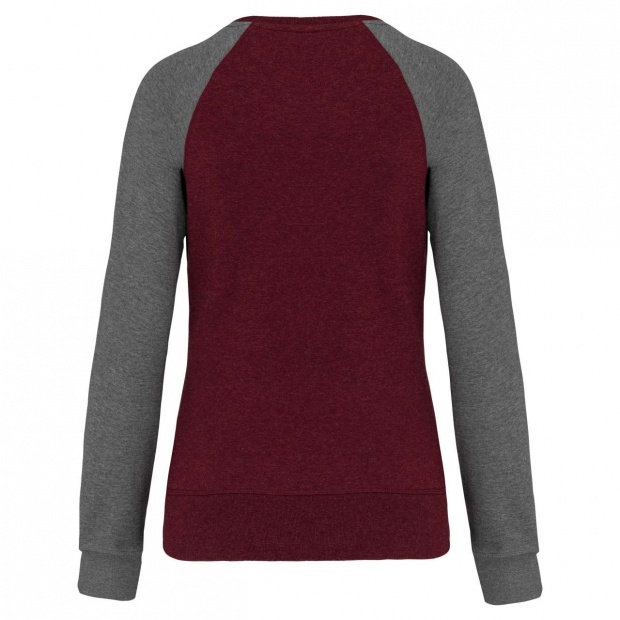 LADIES' TWO-TONE ORGANIC CREW NECK RAGLAN SLEEVE SWEATSHIRT