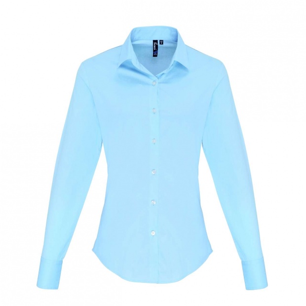 WOMEN'S STRETCH-FIT COTTON POPLIN LONG SLEEVE SHIRT