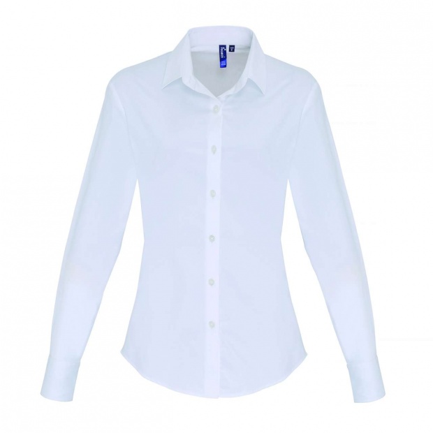 WOMEN'S STRETCH-FIT COTTON POPLIN LONG SLEEVE SHIRT