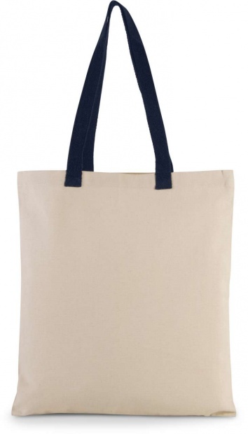 FLAT CANVAS SHOPPER WITH CONTRAST HANDLE