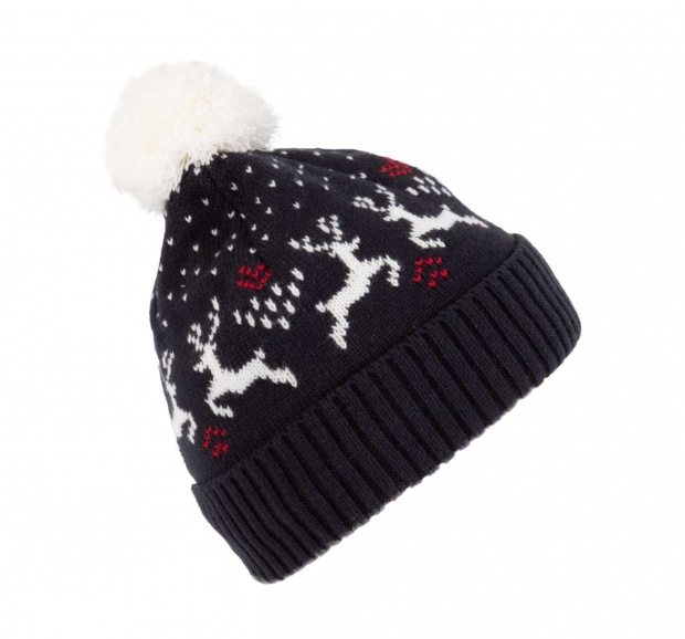 WINTER BEANIE WITH REINDEER DESIGN