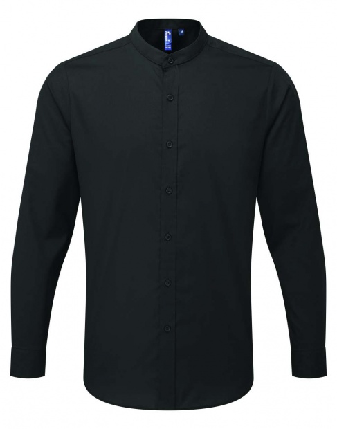 BANDED COLLAR 'GRANDAD' LONG SLEEVE SHIRT