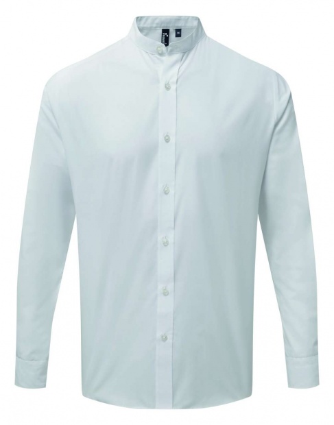 BANDED COLLAR 'GRANDAD' LONG SLEEVE SHIRT