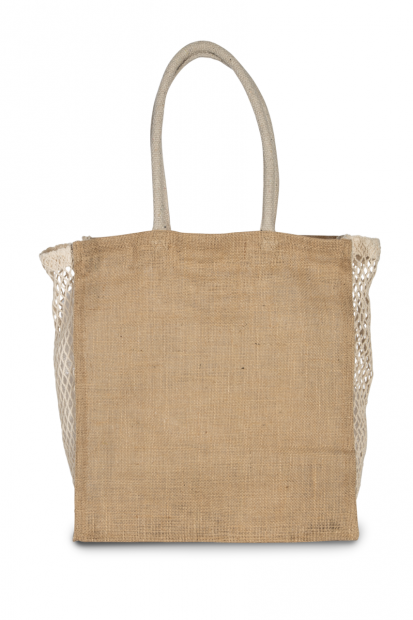 SHOPPING BAG WITH MESH GUSSET