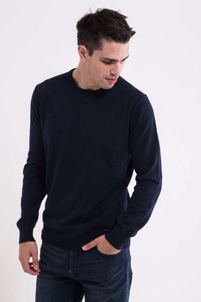 MEN’S CREW NECK FINE GAUGE COTTON PULLOVER