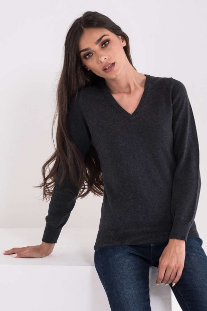 LADIES’ V-NECK FINE GAUGE COTTON PULLOVER