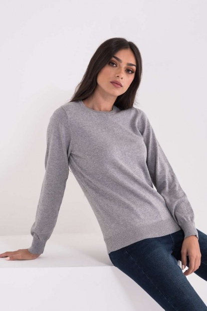 LADIES’ CREW NECK FINE GAUGE COTTON PULLOVER