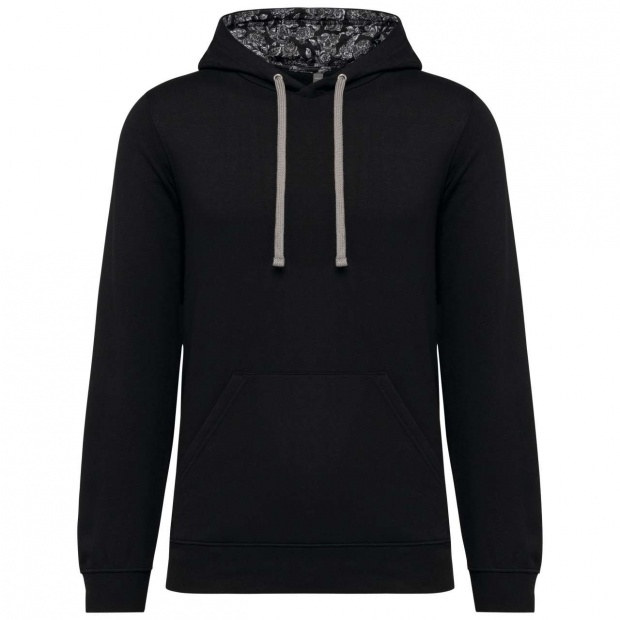 UNISEX CONTRAST PATTERNED HOODED SWEATSHIRT