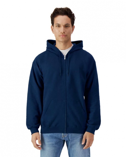 SOFTSTYLE® MIDWEIGHT FLEECE ADULT FULL ZIP HOODED SWEATSHIRT