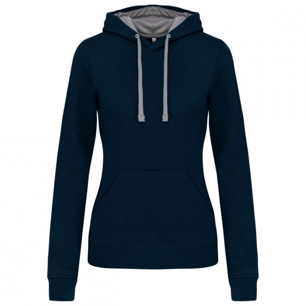 LADIES’ CONTRAST HOODED SWEATSHIRT