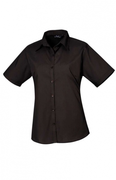 WOMEN'S SHORT SLEEVE POPLIN BLOUSE