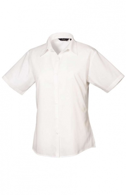 WOMEN'S SHORT SLEEVE POPLIN BLOUSE