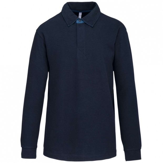 FRENCH RIB - LONG-SLEEVED RIBBED POLO SHIRT