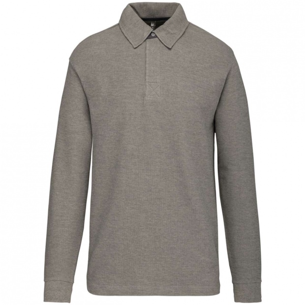 FRENCH RIB - LONG-SLEEVED RIBBED POLO SHIRT