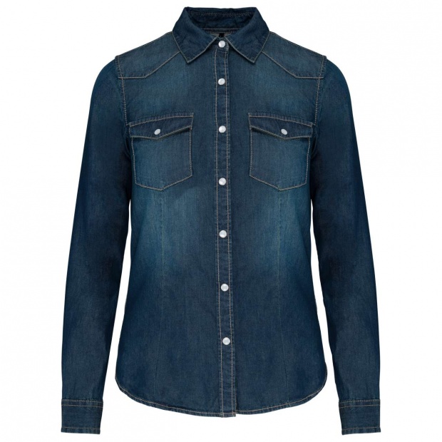 LADIES' LONG-SLEEVED DENIM SHIRT