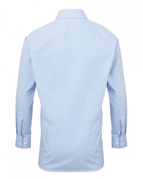 MEN'S LONG SLEEVE GINGHAM COTTON MICROCHECK SHIRT