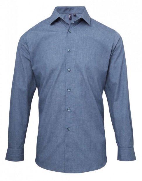 MEN'S CROSS-DYE ROLL SLEEVE POPLIN BAR SHIRT