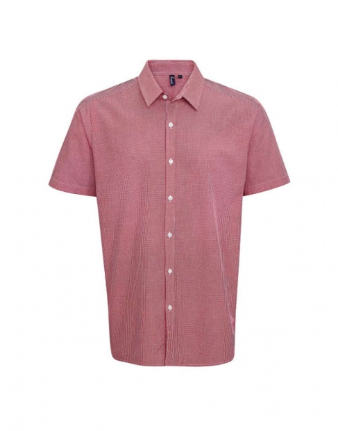 MEN'S SHORT SLEEVE GINGHAM COTTON MICROCHECK SHIRT