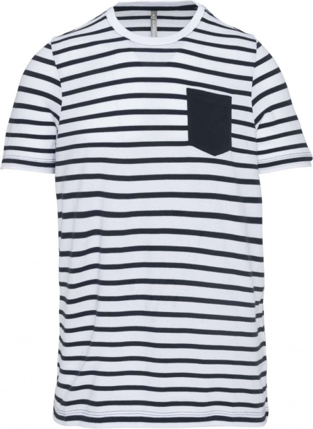 KIDS' STRIPED SHORT SLEEVE SAILOR T-SHIRT WITH POCKET