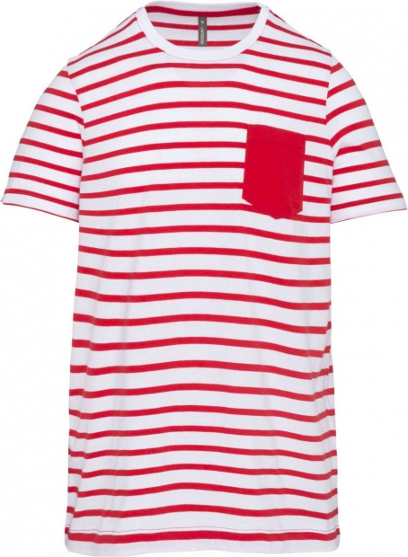 KIDS' STRIPED SHORT SLEEVE SAILOR T-SHIRT WITH POCKET