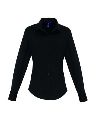 WOMEN'S STRETCH-FIT COTTON POPLIN LONG SLEEVE SHIRT