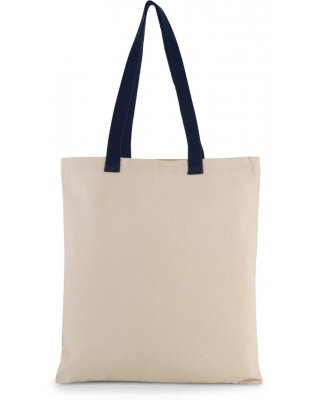 FLAT CANVAS SHOPPER WITH CONTRAST HANDLE