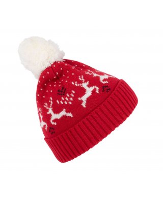 WINTER BEANIE WITH REINDEER DESIGN