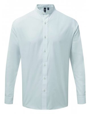 BANDED COLLAR 'GRANDAD' LONG SLEEVE SHIRT