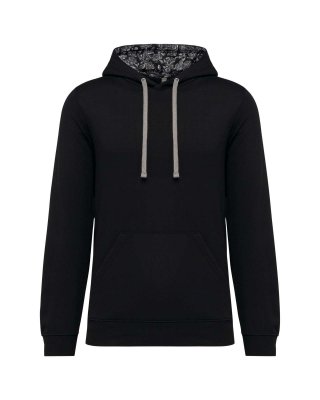 UNISEX CONTRAST PATTERNED HOODED SWEATSHIRT