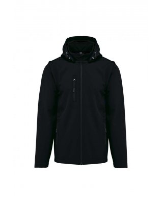 UNISEX 3-LAYER SOFTSHELL HOODED JACKET WITH REMOVABLE SLEEVES