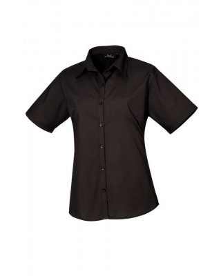 WOMEN'S SHORT SLEEVE POPLIN BLOUSE