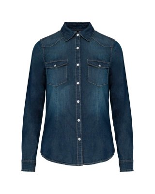 LADIES' LONG-SLEEVED DENIM SHIRT