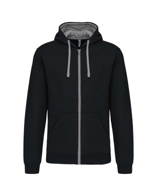 MEN'S CONTRAST HOODED FULL ZIP SWEATSHIRT